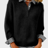 Viktoria - Colourful Sweater with Patchwork Check Pattern