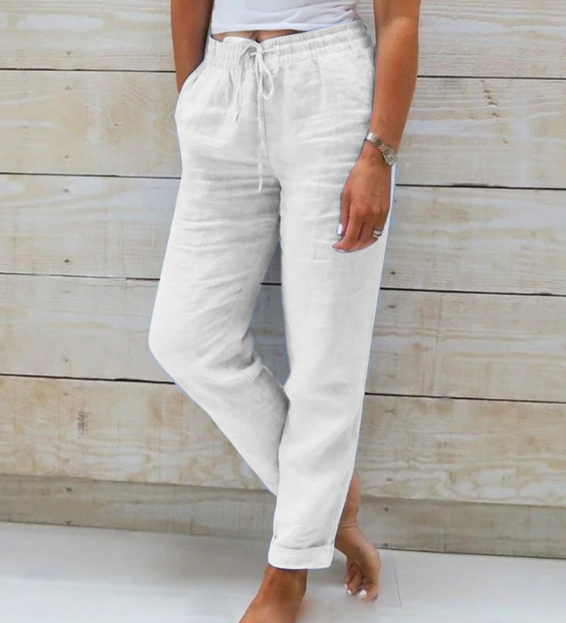 Aria Pants Made of Cotton and Linen with Elastic Waist
