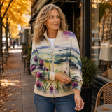 Zelda - Scottish Thistle Flower - Zip Cardigan