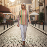 Anna - Colourful Vertical Stripe Top