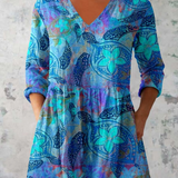 Juliette | Turquoise Floral V-Neck Blouse
