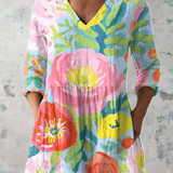 Helene | Watercolour Floral V-Neck Blouse