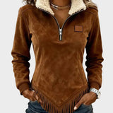 Petra – Elegant Women's Blouse with Fur and Fringes