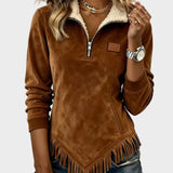 Petra – Elegant Women's Blouse with Fur and Fringes