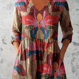 Sarah | Mixed Print V-Neck Blouse