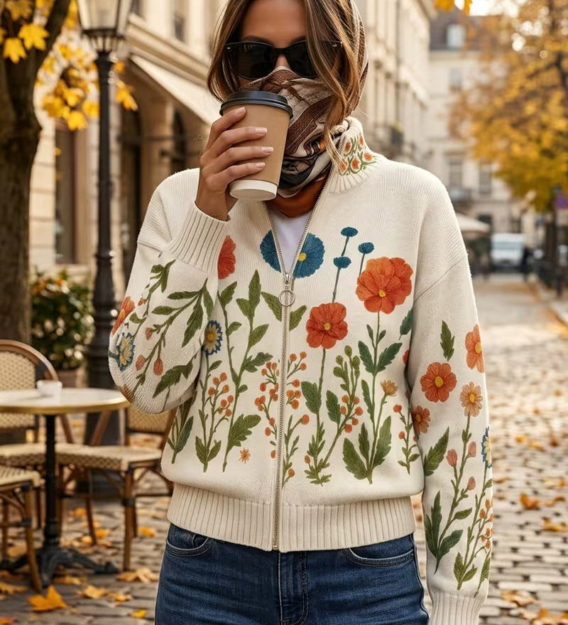 Brianna - Wildflower Field Zip-Up Cardigan