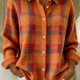 Meike | Checked Knit Cardigan with Buttons