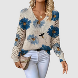 Meda - Elegant Sweater with Floral Pattern