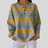 Theresa - Mustard Circle and Grid Top