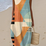 Phoebe | Geometric Print Midi Dress in Black