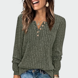 Ema - Women's Knitted Sweater with Buttons
