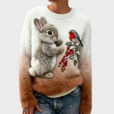 Lucy - Plush Sweater with Christmas Bunny