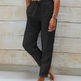Aria Pants Made of Cotton and Linen with Elastic Waist