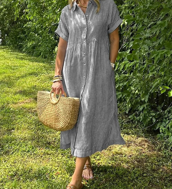 Cassandra | Striped Shirt Dress