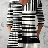Sophie | Monochrome Stripe V-Neck Blouse