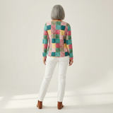 Ruth - Pink and Turquoise Patchwork Top