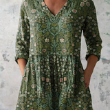 Julie | Sage Print V-Neck Blouse