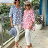 Denise | Relaxed V-Neck Polka Dot Blouse