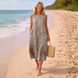 Genevieve | Wildflower Print Midi Dress in Black