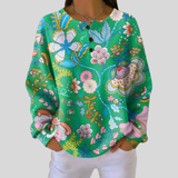 Elaine - Folk Floral Print Top