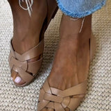 Ariane | Woven Tan Flat