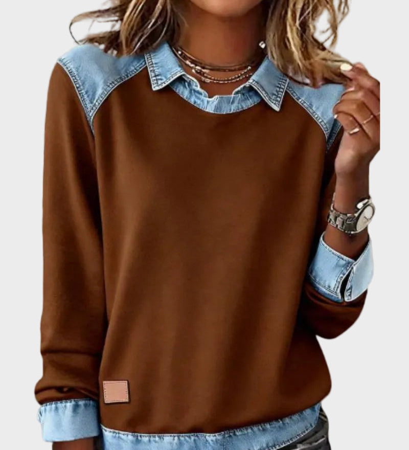 Ravit - Denim Woven Long Sleeve Blouse