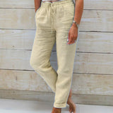 Aria Pants Made of Cotton and Linen with Elastic Waist