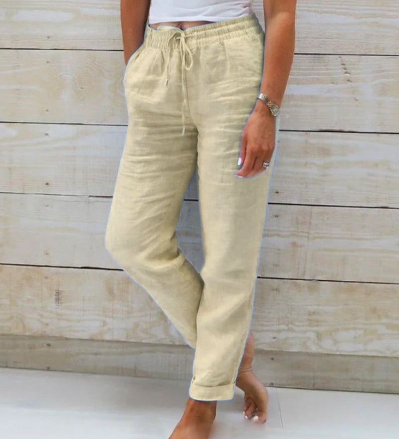 Aria Pants Made of Cotton and Linen with Elastic Waist
