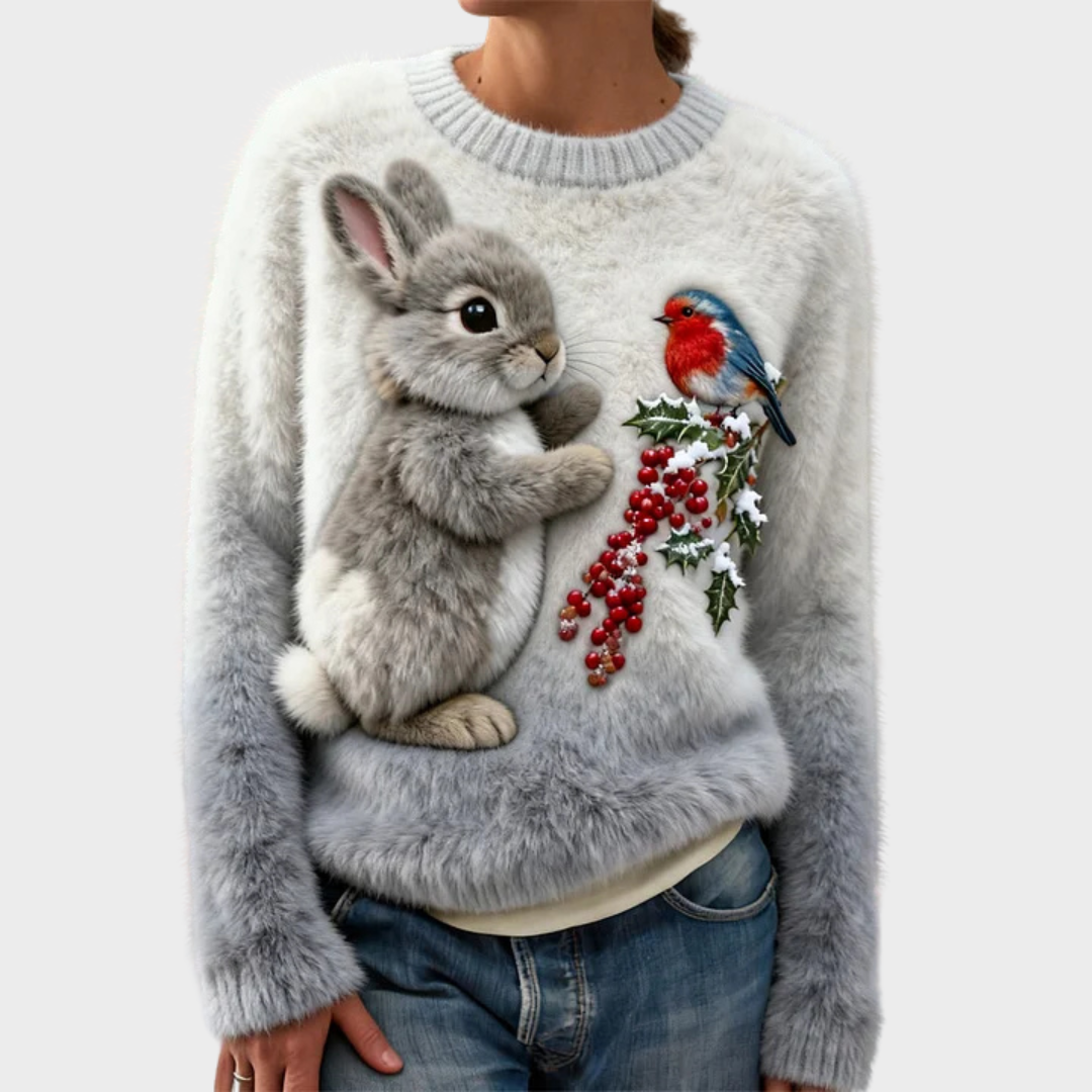 Lucy - Plush Sweater with Christmas Bunny