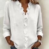 Sadie | Blouse with Ruffles, V-Neck and Long Sleeves