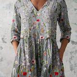 Amelie | Muted Print V-Neck Blouse
