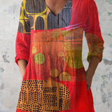 Lucie | Red Floral V-Neck Blouse
