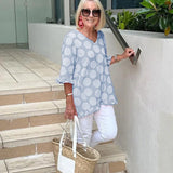 Denise | Relaxed V-Neck Polka Dot Blouse