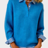 Viktoria - Colourful Sweater with Patchwork Check Pattern