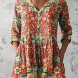 Lea | Warm Floral V-Neck Blouse