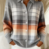 Elena™ – Checked Hoodie Blouse in Soft Tones