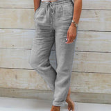 Aria Pants Made of Cotton and Linen with Elastic Waist