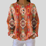 Sabrina - Red Folk Medallion Top