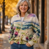 Zelda - Scottish Thistle Flower - Zip Cardigan
