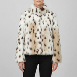 Nancy | Ivory Faux Fur Jacket with Leopard Print