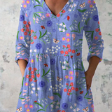 Aline | Soft Blue V-Neck Blouse
