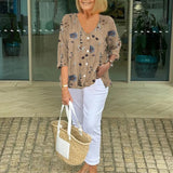 Joanne | Printed Button Tunic Top