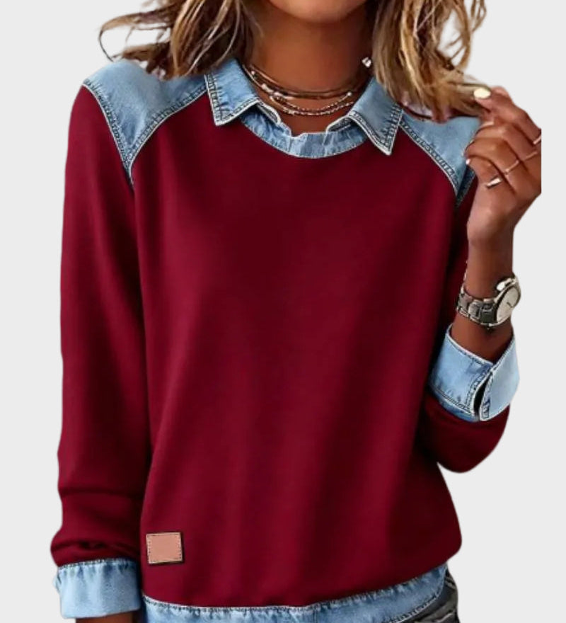 Ravit - Denim Woven Long Sleeve Blouse