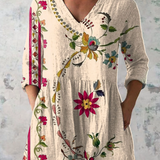 Clara | Vintage Patchwork V-Neck Blouse