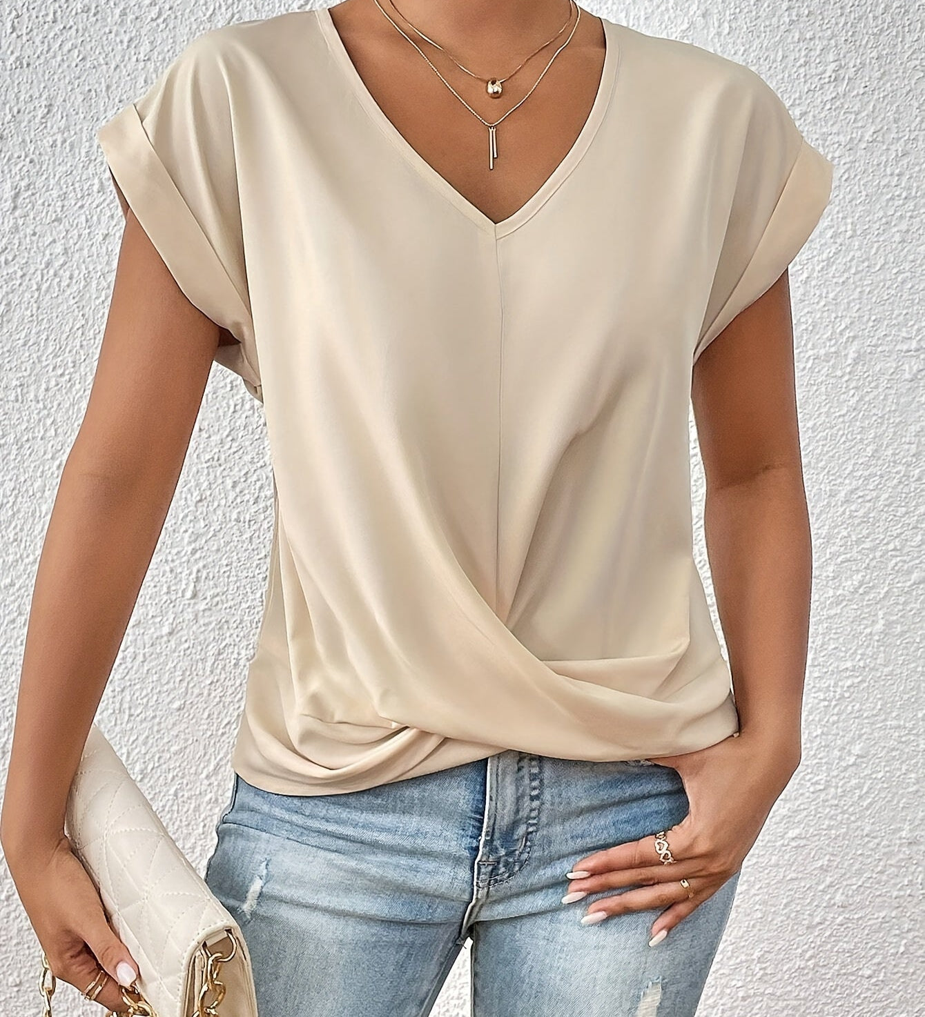 Zoe -  The Sweetheart Neckline Casual T-Shirt