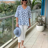 Denise | Relaxed V-Neck Polka Dot Blouse
