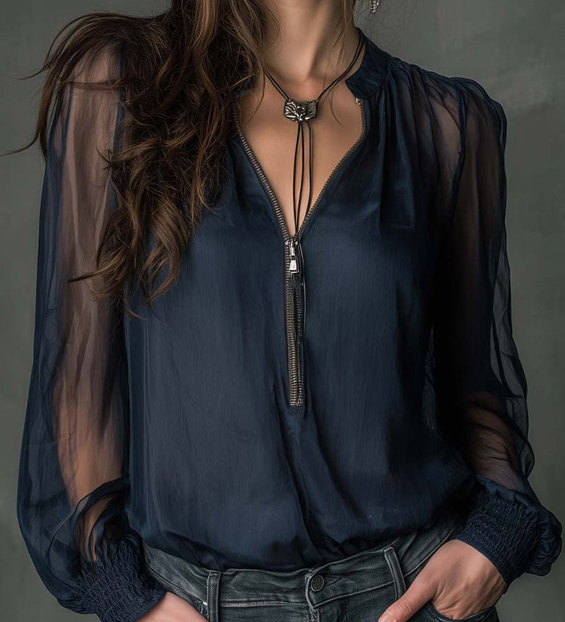 Helen | Half-Zip Blouse Long Sleeve Knit