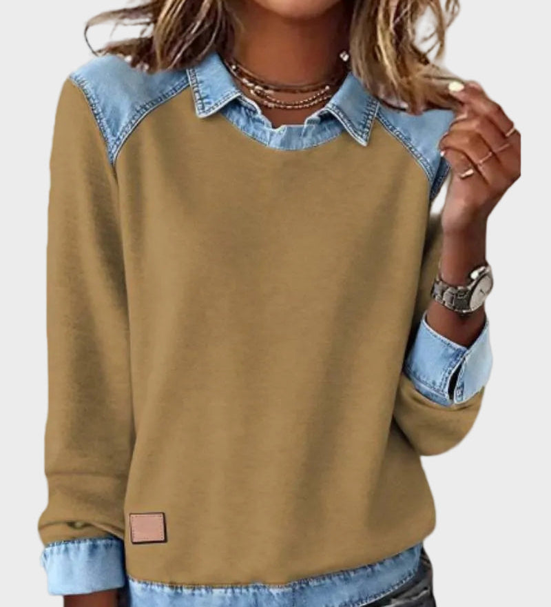 Ravit - Denim Woven Long Sleeve Blouse