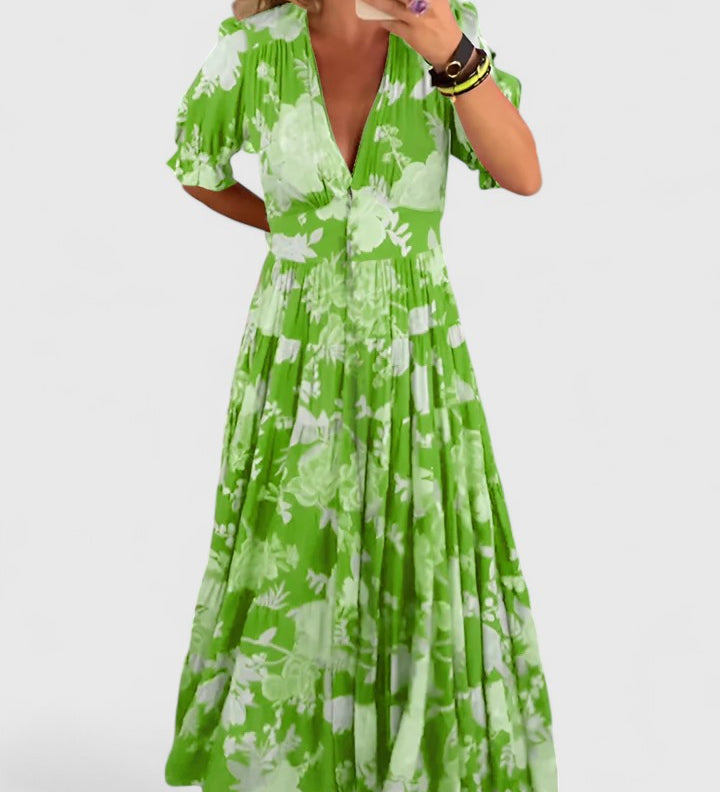 Minelda | Elegant Floral V-neck Dress