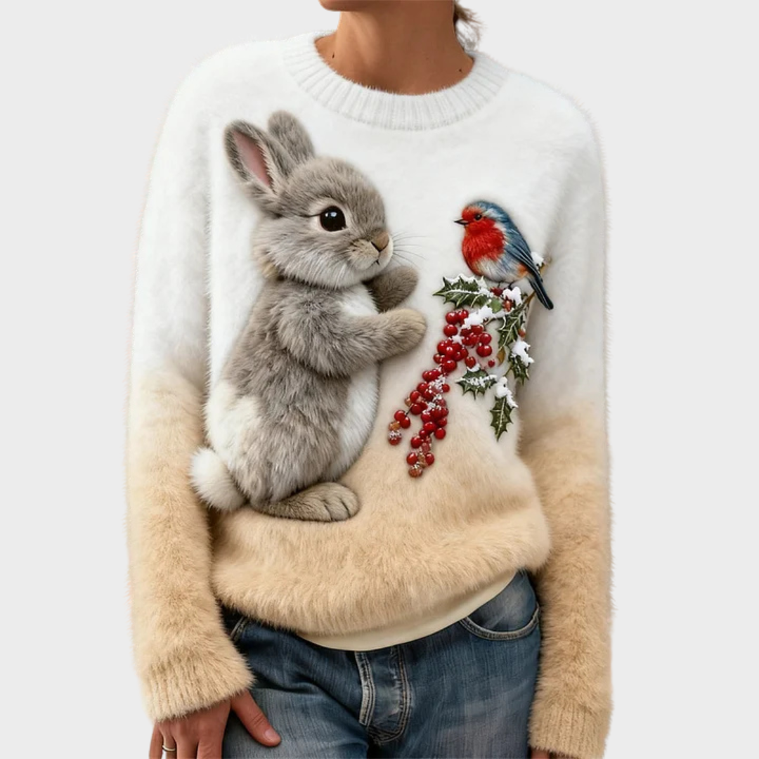Lucy - Plush Sweater with Christmas Bunny